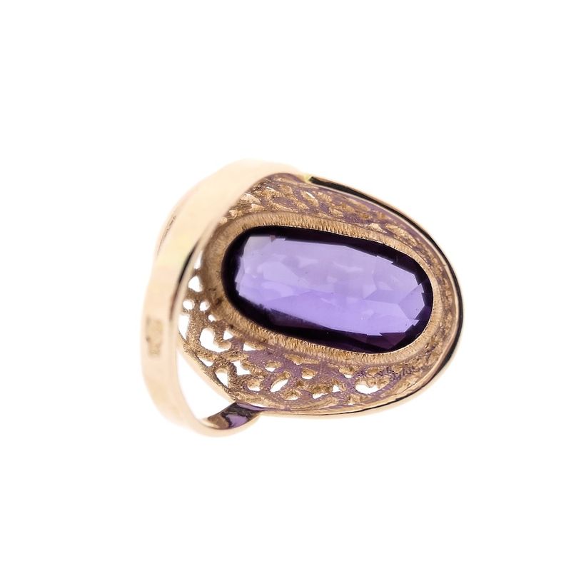 Image 6 of Antique gold ring with synthetic purple sapphire.
