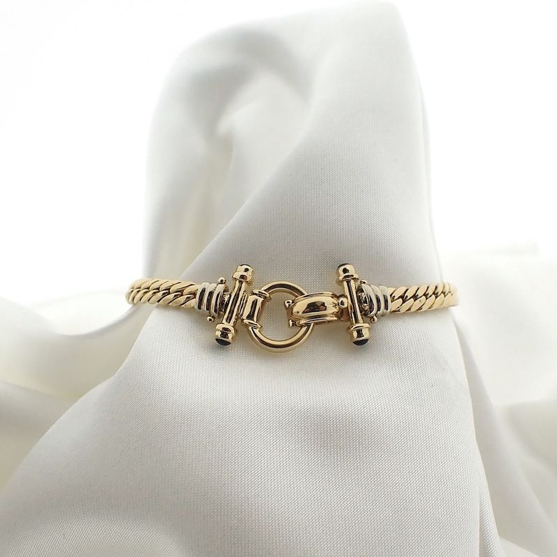 Image 2 of Gold gourmet link bracelet with sapphire; ATASAY | 21 cm