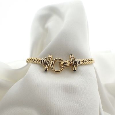 Gold gourmet link bracelet with sapphire; ATASAY | 21 cm Image 2 of Gold gourmet link bracelet with sapphire; ATASAY | 21 cm