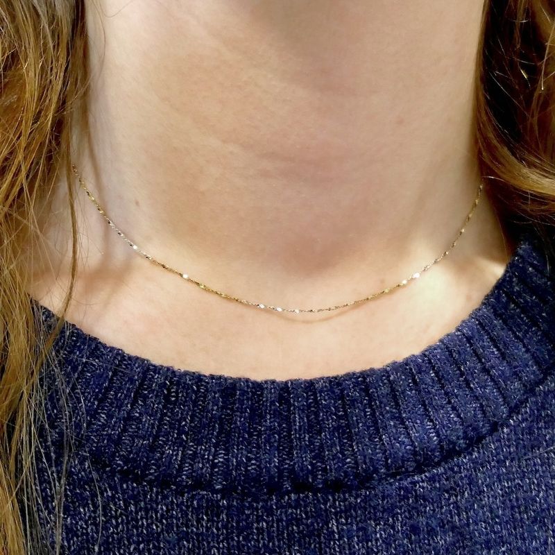 Image 4 of 18K tricolor gold twisted thin chain | 40 cm