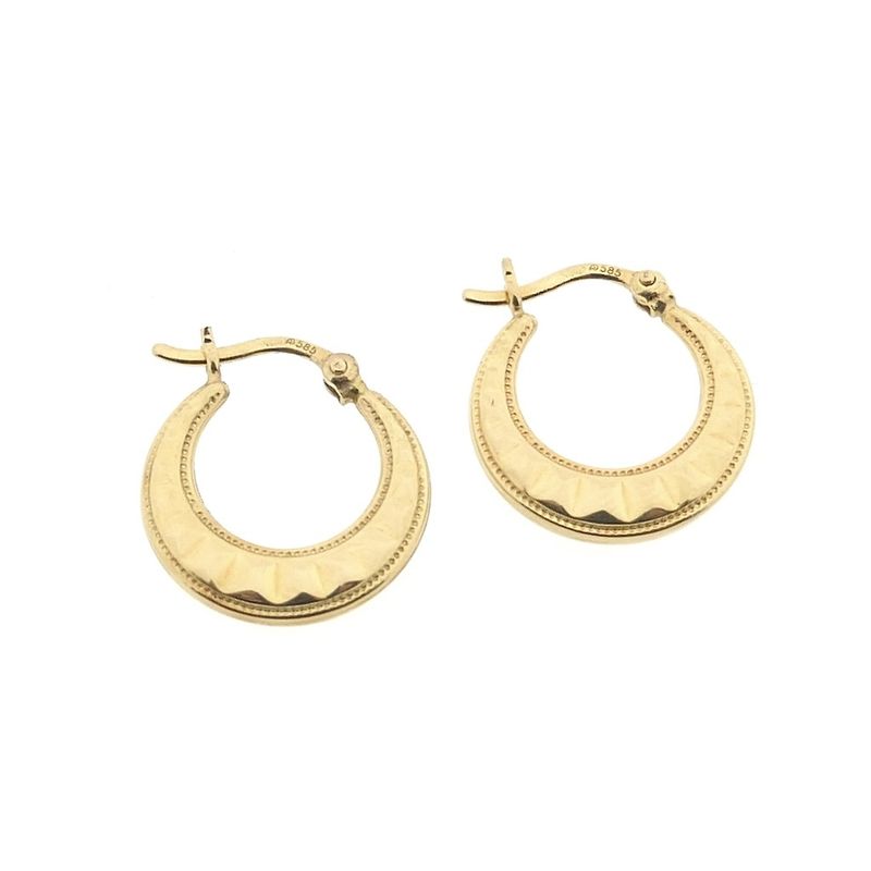 Image 9 of Vintage gold embellished hoop earrings | Ø 16.0 mm