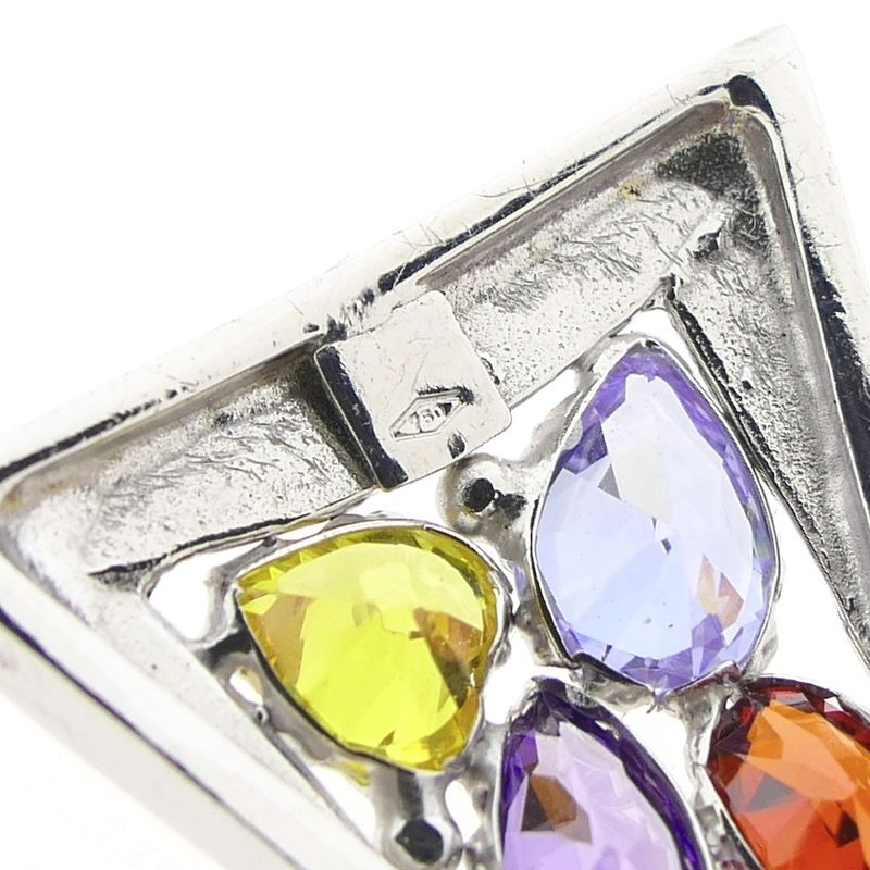 Image 9 of White gold Maltese cross pendant with a mix of gemstones