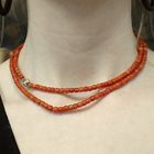 Image 4 of Blood coral bead necklace with gold clasp; Antique | 80 cm