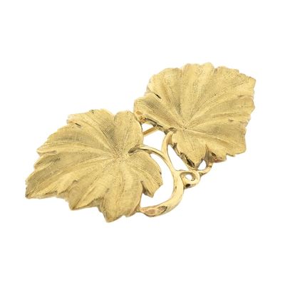 Image 2 of Gold brooch with two leaves