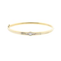 Bicolor gouden slavenarmband met diamanten; Maat M/L