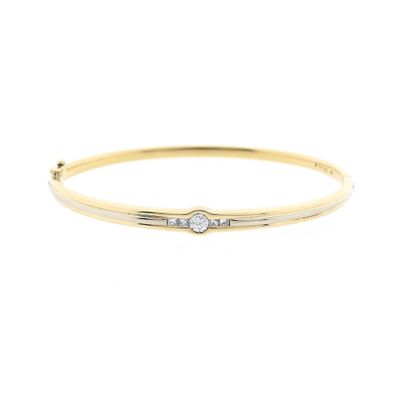 Afbeelding 1 van Bicolor gouden slavenarmband met diamanten; Maat M/L