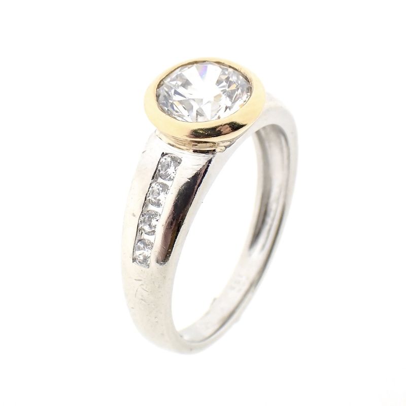 Image 1 of Two-tone gold ring with zirconia stones