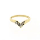 Image 3 of Gold V-Shaped Ring with Diamond; 0.005 ct.
