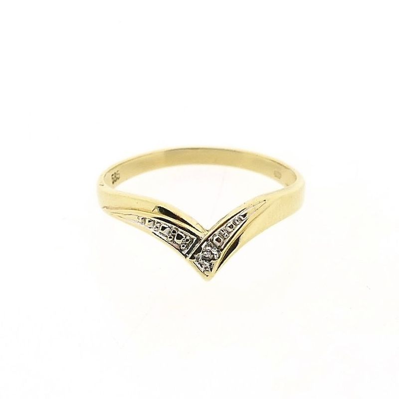 Image 3 of Gold V-Shaped Ring with Diamond; 0.005 ct.