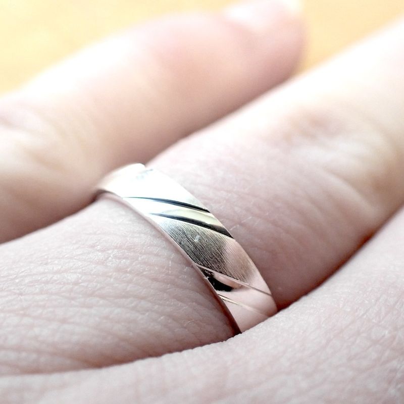 Image 2 of Silver ring with diagonal relief