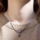 Image 11 of 18K white gold necklace with sapphire and diamond; 0.20 ct. | 44 cm