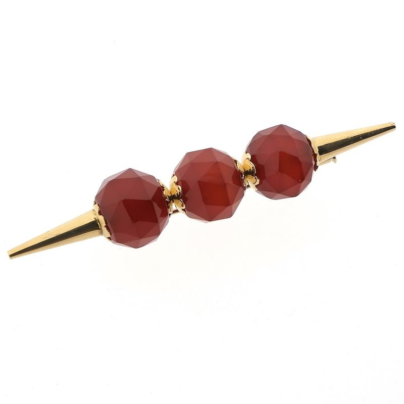 Image 6 of Vintage gold brooch with carnelian