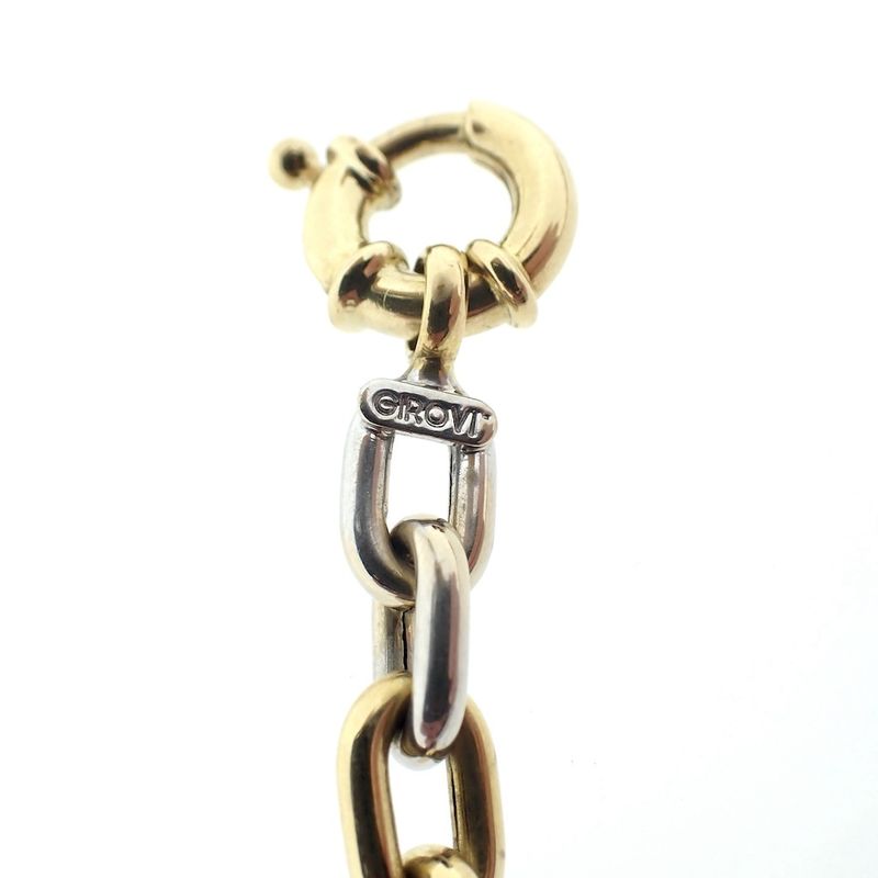 Image 4 of Two-tone gold anchor link necklace