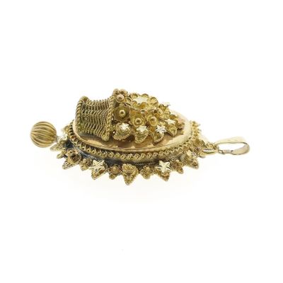 Image 2 of Gold pendant of an antique hat bell