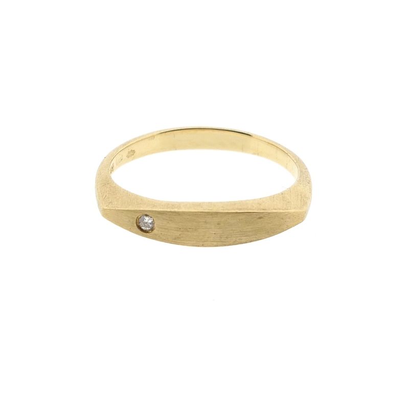 Image 3 of Golden men's pinky ring set with diamond; 0.02 ct.