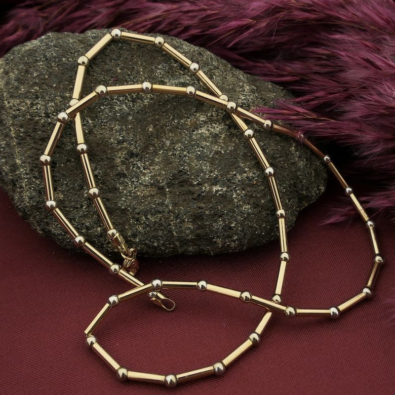 Image 10 of Two-tone gold bar necklace