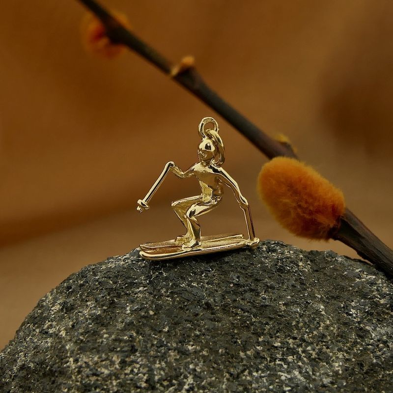Image 2 of Gold pendant of a skier
