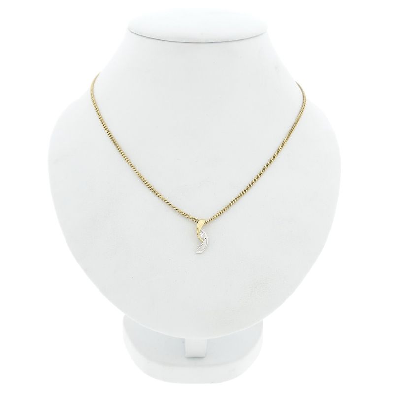 Image 3 of Two-tone gold minimalist pendant with diamond; 0.04 ct. | Passione