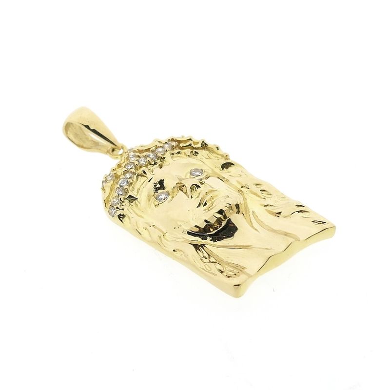 Image 4 of Gold pendant with the face of Jesus and zirconia