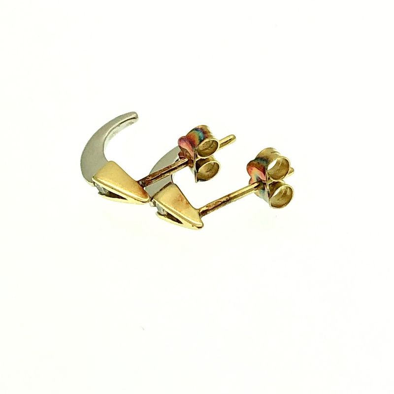 Image 3 of Bicolor gold stud earrings with diamond 0.06 ct.