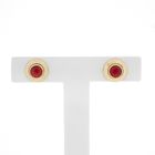 Image 4 of Vintage gold stud earrings with red coral