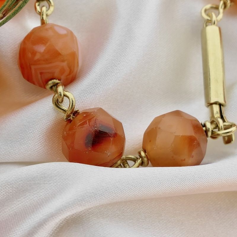 Image 8 of Carnelian bead necklace strung on gold