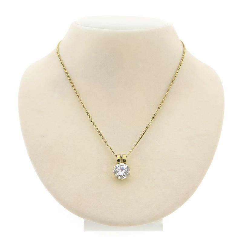 Image 3 of Gold subtle pendant with large zirconia