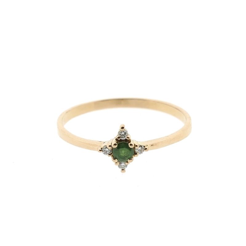 Image 3 of 18K rose gold ring with emerald and diamond | 0.04 ct.
