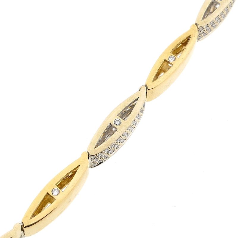 Image 8 of 18K Bicolor Gold Link Bracelet with Diamonds; 1.055 ct.