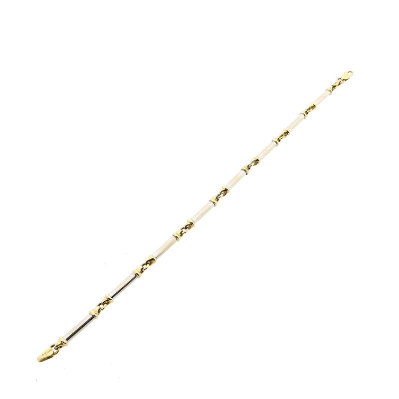 Image 7 of Bicolor Gold Bar Link Bracelet