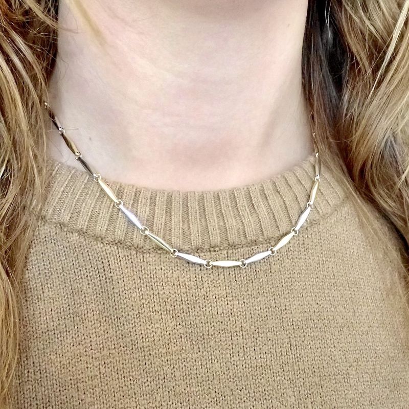 Image 4 of Two-tone gold fantasy link chain | 43 cm