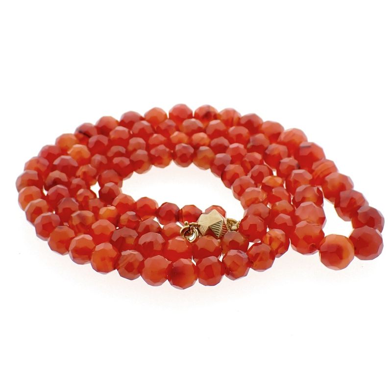 Image 5 of Carnelian bead necklace with gold clasp | 88 cm