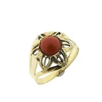 Gold ring with red coral | Vintage