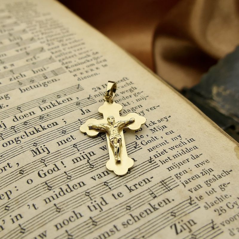 Image 2 of Antique gold 19th century pendant of a cross with corpus