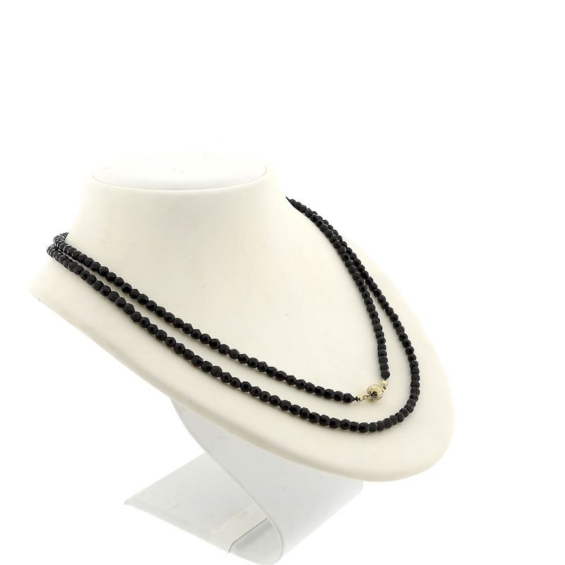 Image 4 of Glass bead necklace/saucer with gold clasp; Antique | 93 cm