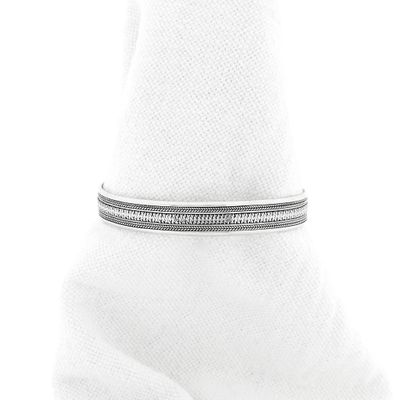 Image 1 of Silver cable-knit bracelet | Ø 67 mm