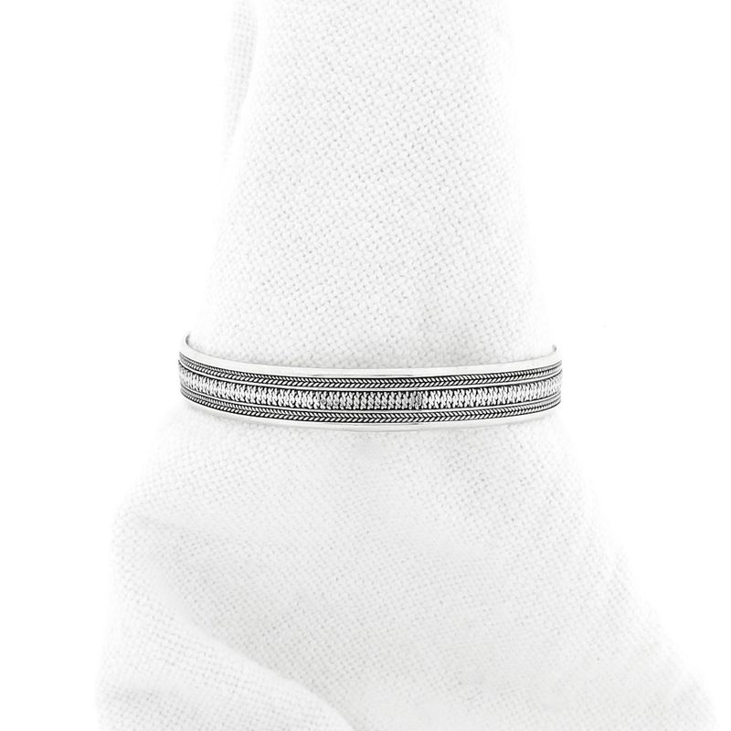 Image 1 of Silver cable-knit bracelet | Ø 67 mm