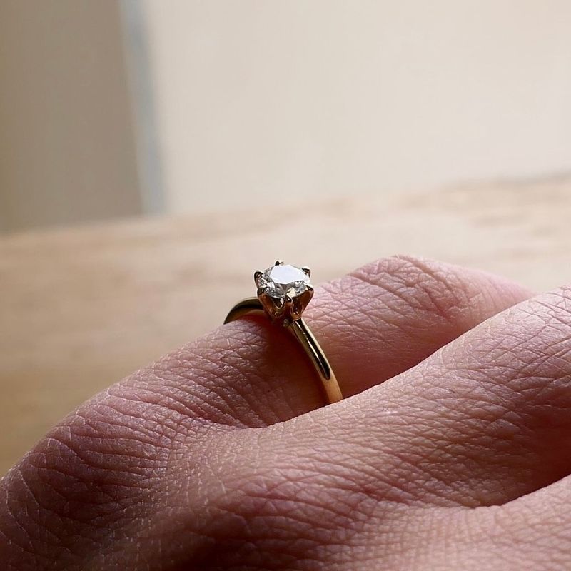 Image 7 of Gold Solitaire Ring with Diamond; 0.33 ct.