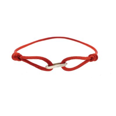Afbeelding 1 van Rood Satijnkoordarmband met een Zilveren Closed forever schakel