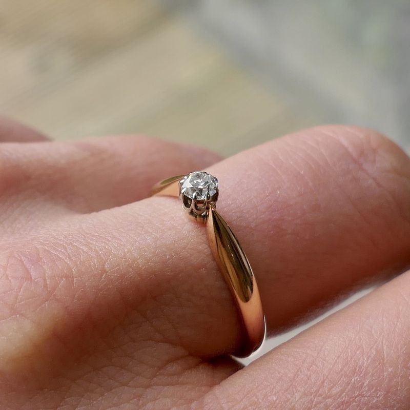 Image 10 of Rose gold solitaire ring with diamond | 0.22 ct.