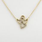 Image 4 of 18K gold anchor link necklace with a fixed pendant; angel with zirconia | 35 cm