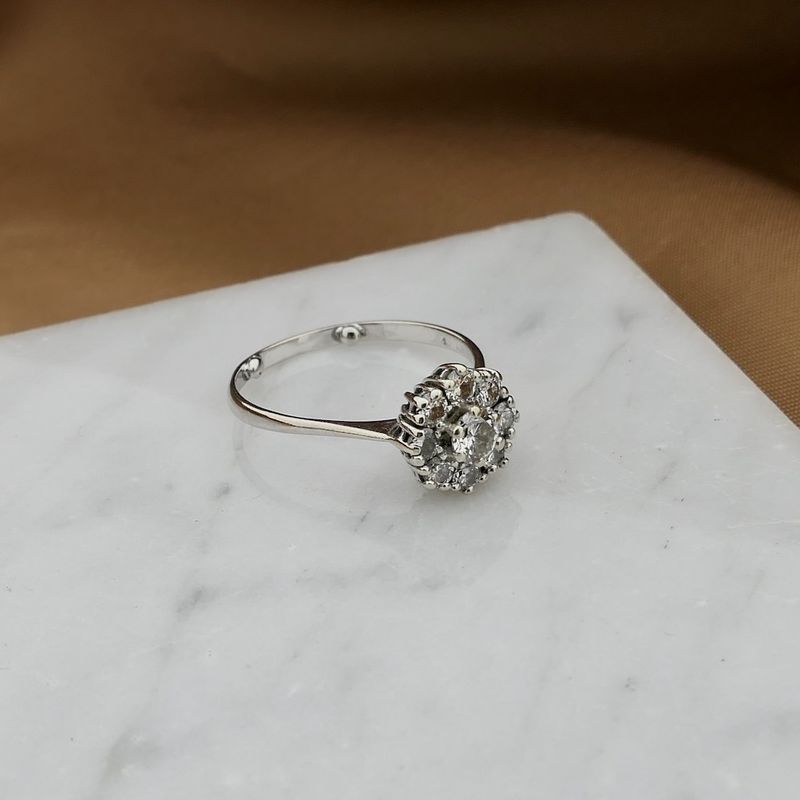 Image 8 of White gold entourage ring with diamond; 0.64 ct.