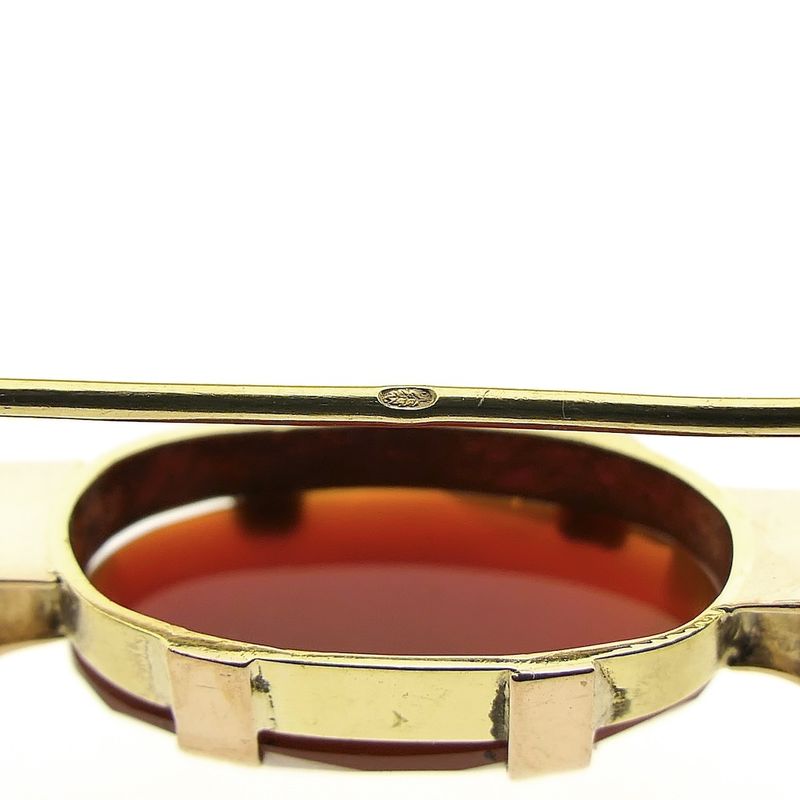 Image 2 of Antique two-tone gold brooch with carnelian
