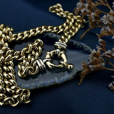 Image 2 of Two-tone gold gourmet link necklace; 46 cm | Robust