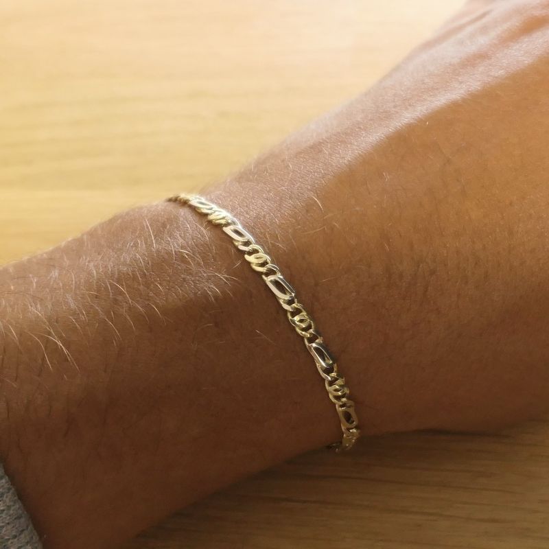 Image 10 of Two-tone gold navy link bracelet | 20 cm
