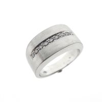 White gold wide row ring with diamonds; 0.09 ct.