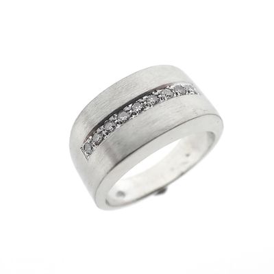 Image 1 of White gold wide row ring with diamonds; 0.09 ct.