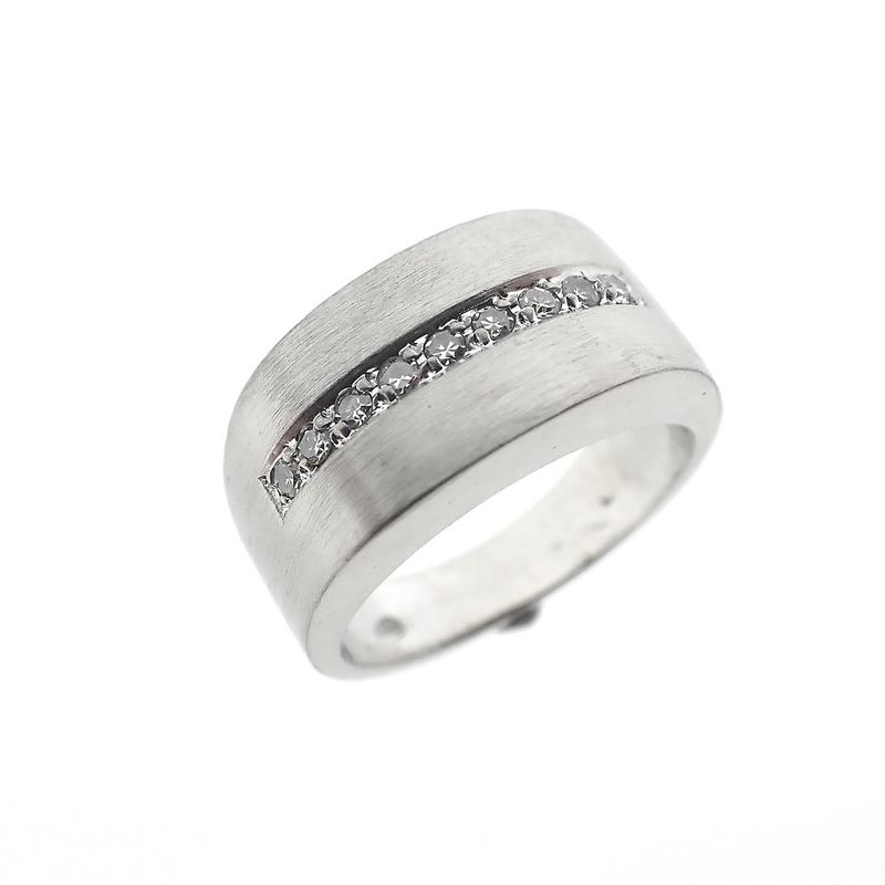 Image 1 of White gold wide row ring with diamonds; 0.09 ct.