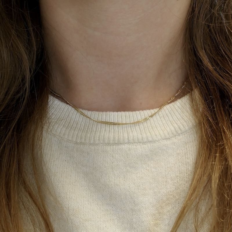 Image 6 of Gold twisted gourmet link necklace | 40 cm