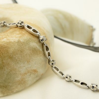 Image 2 of White gold fantasy link bracelet with diamonds; 0.24 ct.